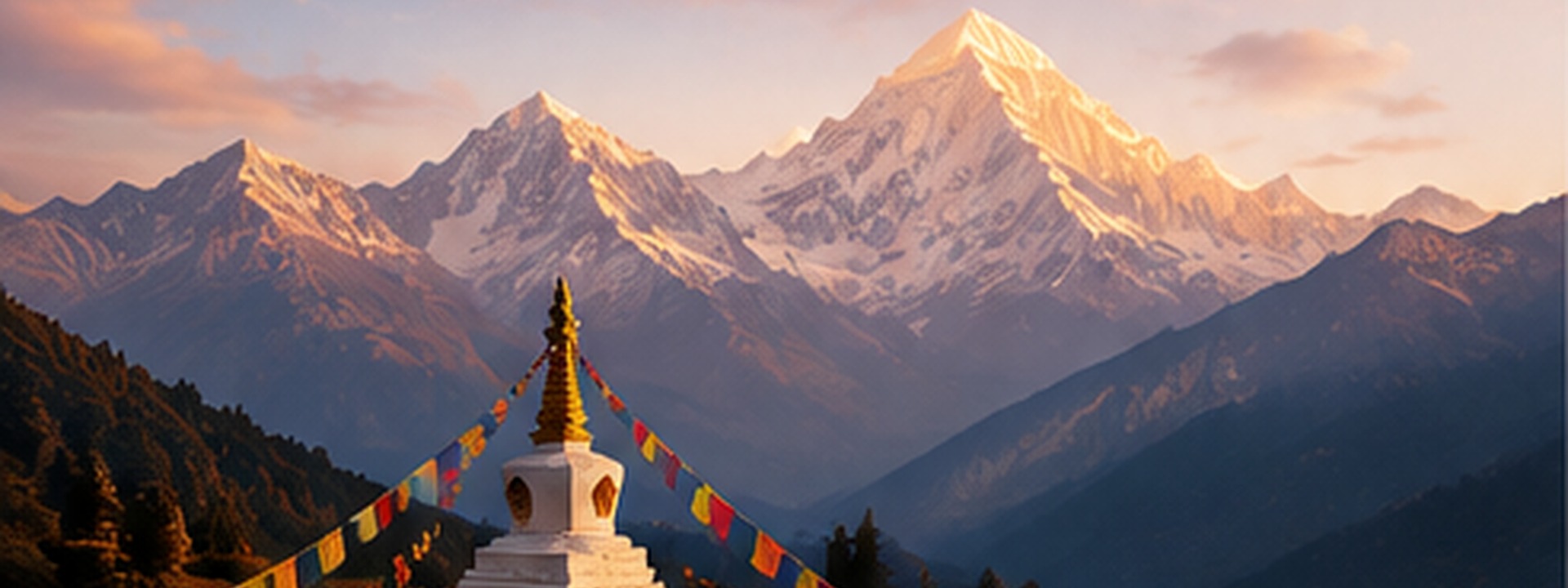 Himalayan mountains and stupa